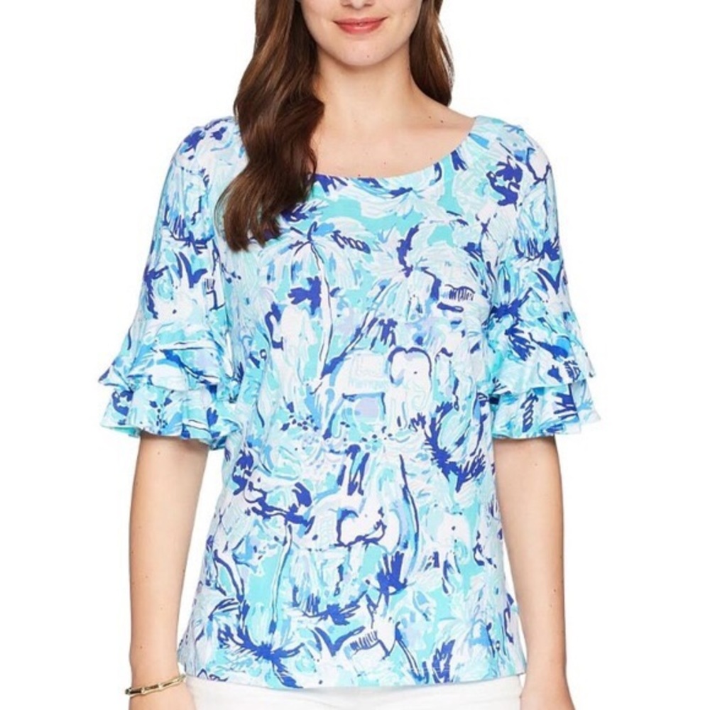 Lilly Pulitzer Elephant Appeal Lula ruffle tee